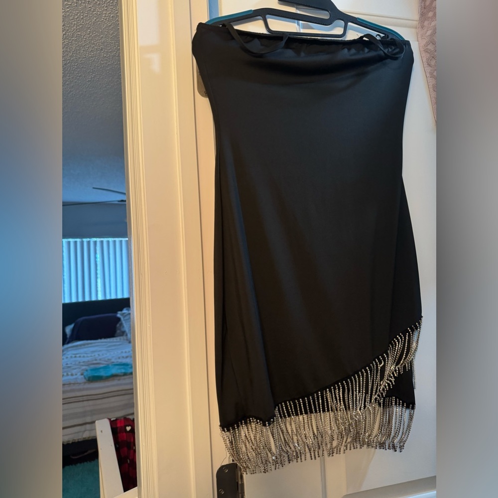 Black  diamond chain fringe Cami Dress